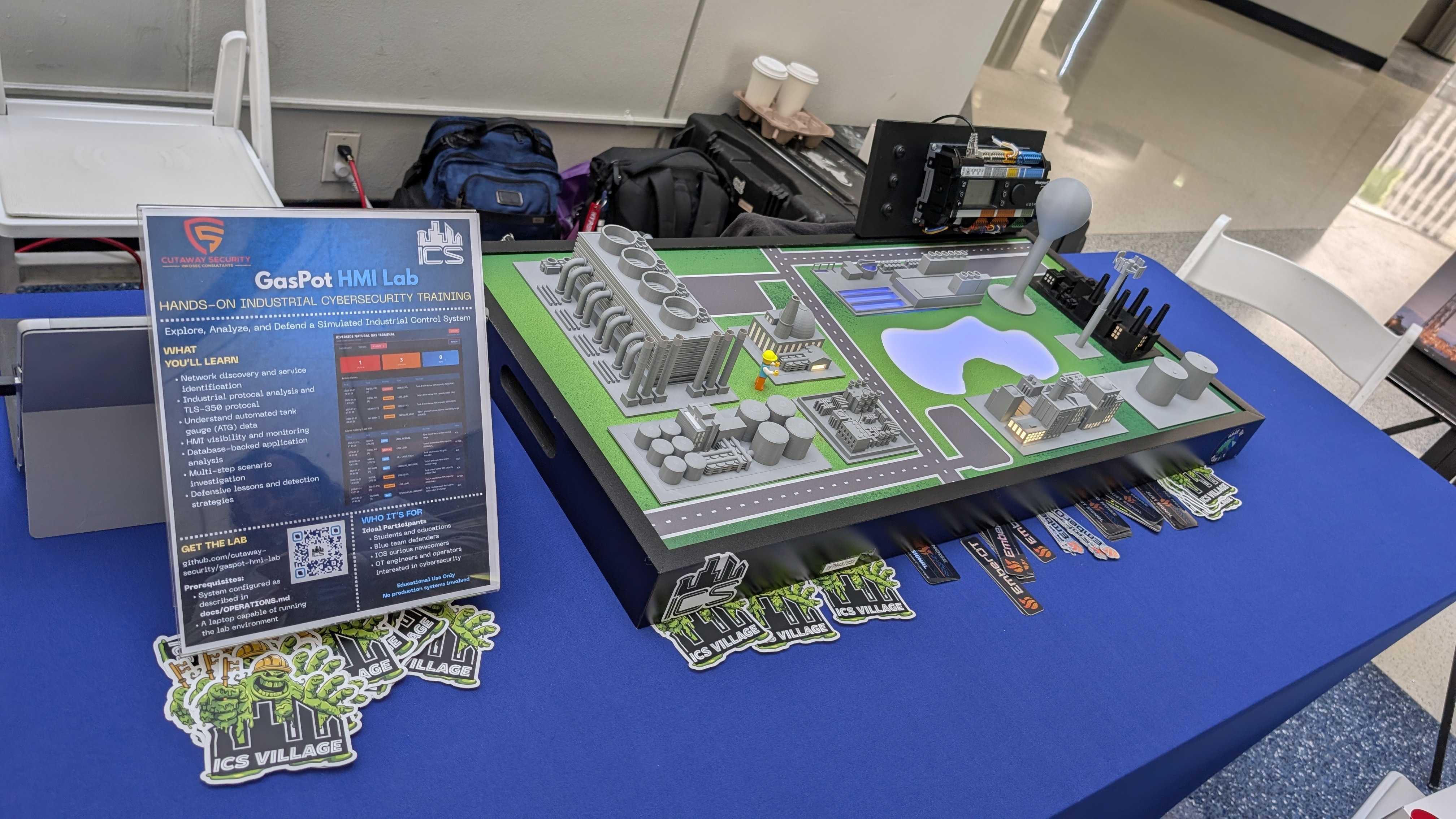 The GasPot HMI Lab — ICS Village's working scale-model industrial site used in hands-on training.