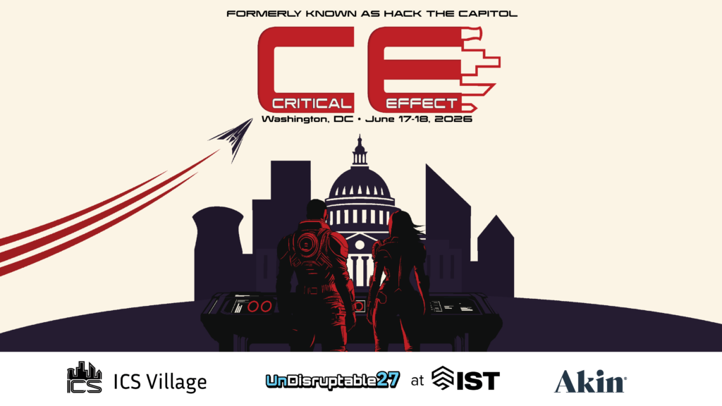 Critical Effect 2026 — Washington DC, June 17-18, 2026. Two silhouettes overlooking the Capitol skyline.
